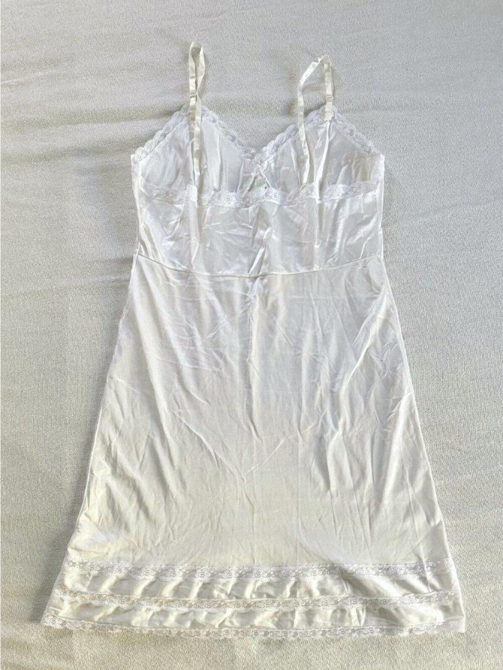 Vintage Dusk to Dawn Slip Coquette Twee Goth Cream Lace Trim 42C Lingerie - Picture 2 of 11
